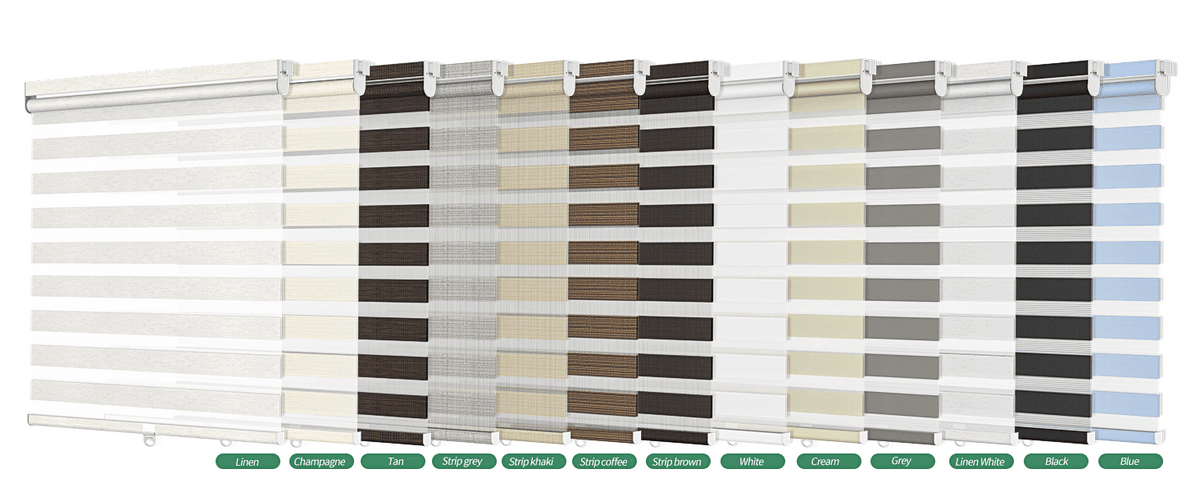Zebra blind fabric color and stripe options