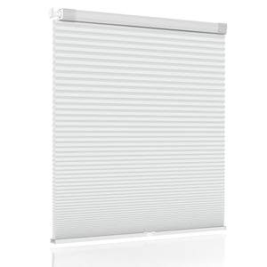 Light gray no-drill cellular honeycomb shade: front product view