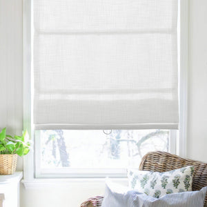 White Roman shade: on a window