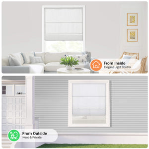White Roman shade: front and back construction