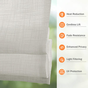Beige Roman shade: fabric and construction diagram