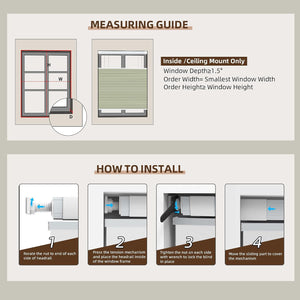Measuring and installation guide for top-down bottom-up no-drill cellular honeycomb shades