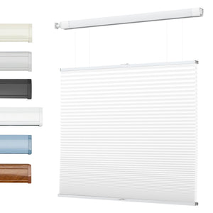 White top-down bottom-up no-drill cellular honeycomb shade: front product view