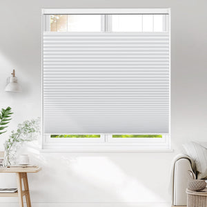 White top-down bottom-up cellular honeycomb shade: on a window