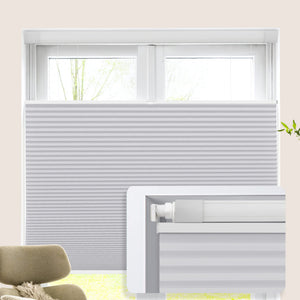Gray top-down bottom-up no-drill cellular honeycomb shade: on a window