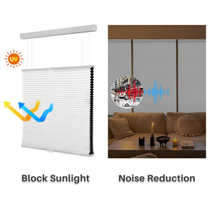 White top-down bottom-up cellular honeycomb shade: comparison of light passing through the fabric