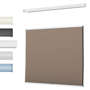Brown top-down bottom-up no-drill cellular honeycomb shade: front product view