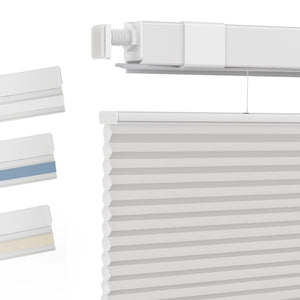 Gray top-down bottom-up no-drill cellular honeycomb shade: fabric texture and color samples
