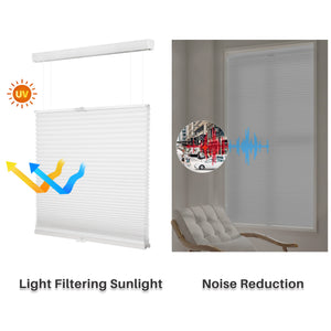White top-down bottom-up cellular honeycomb shade: comparison of light passing through the fabric