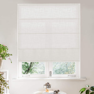 RM series Roman shade fabric shown on a window