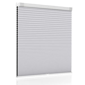 Gray no-drill cellular honeycomb shade: front product view