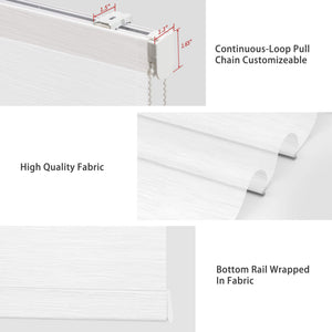 White Roman shade: headrail, fabric and bottom rail details