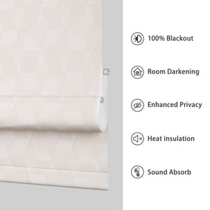 Cream Roman shade: fabric and construction diagram