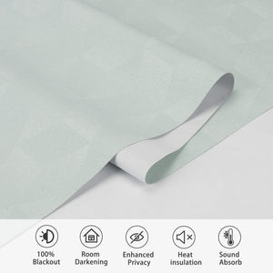 Pale green Roman shade: folded fabric close-up