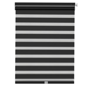 Black no-drill zebra blind: front product view
