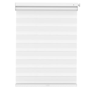White no-drill zebra blind: front product view