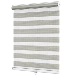 Light gray zebra blind: angled product view