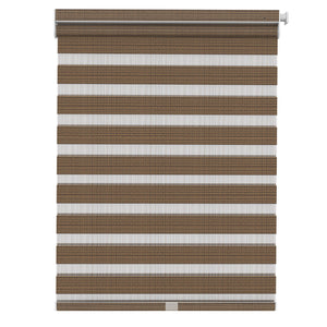 Brown no-drill zebra blind: front product view