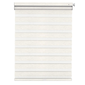 Ivory no-drill zebra blind: front product view