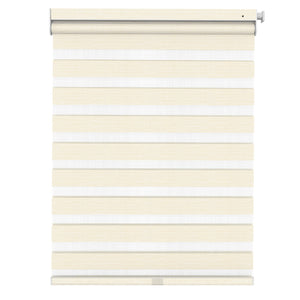 Beige no-drill zebra blind: front product view