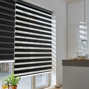 Black zebra blind: angled product view