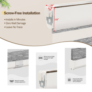 Gray no-drill zebra blind: no-drill mounting hardware comparison