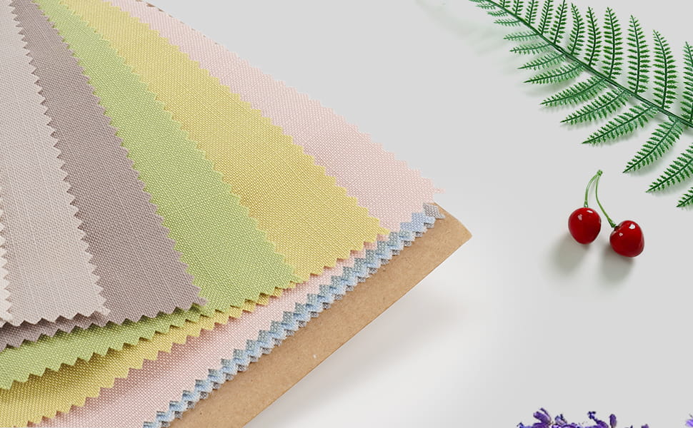 Roman shade fabric sample booklet in pastel colors