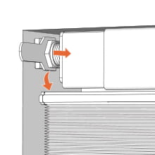 Extending the no-drill cellular shade headrail against the window frame