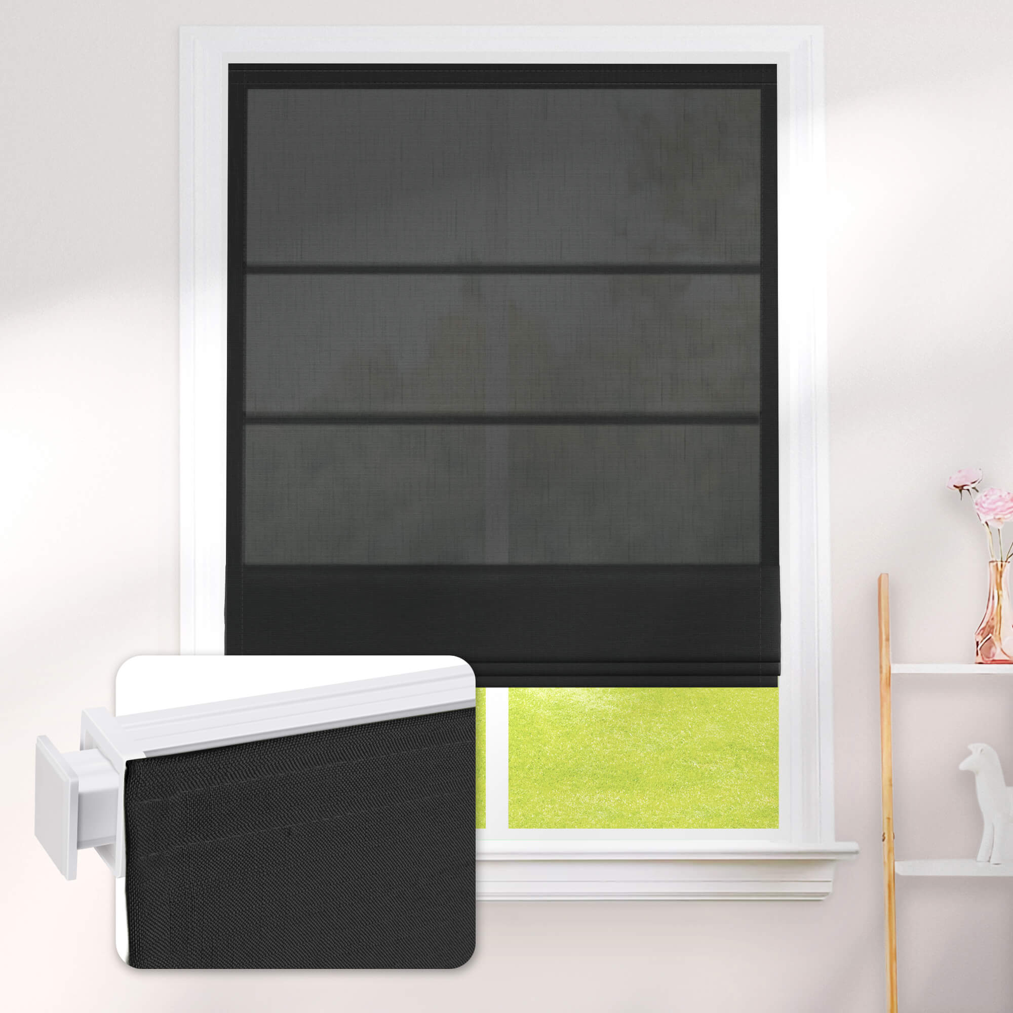 No-Drill Cordless Light Filtering Roman Shades