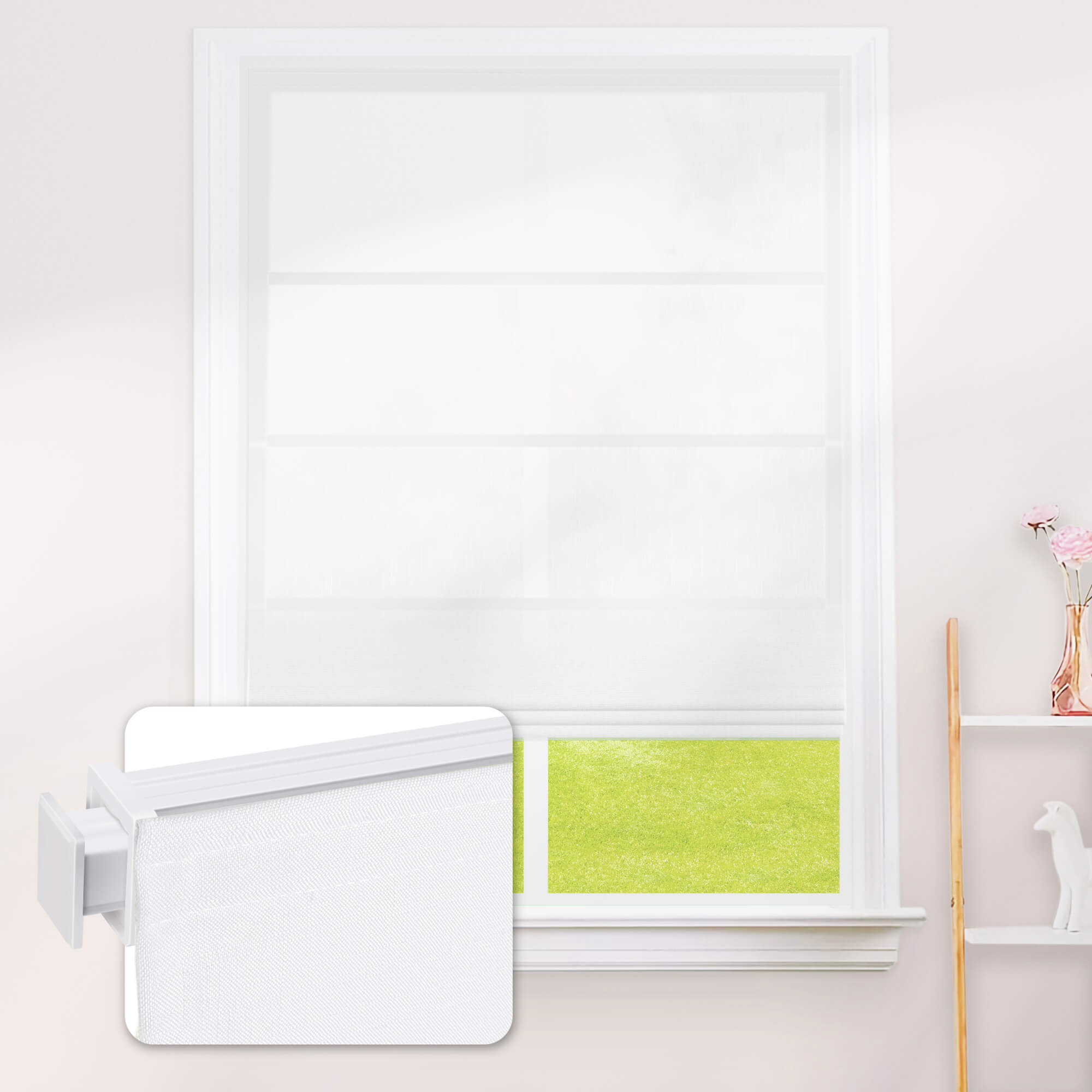 No-Drill Cordless Light Filtering Roman Shades