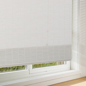 White bamboo Roman shade: fabric texture close-up