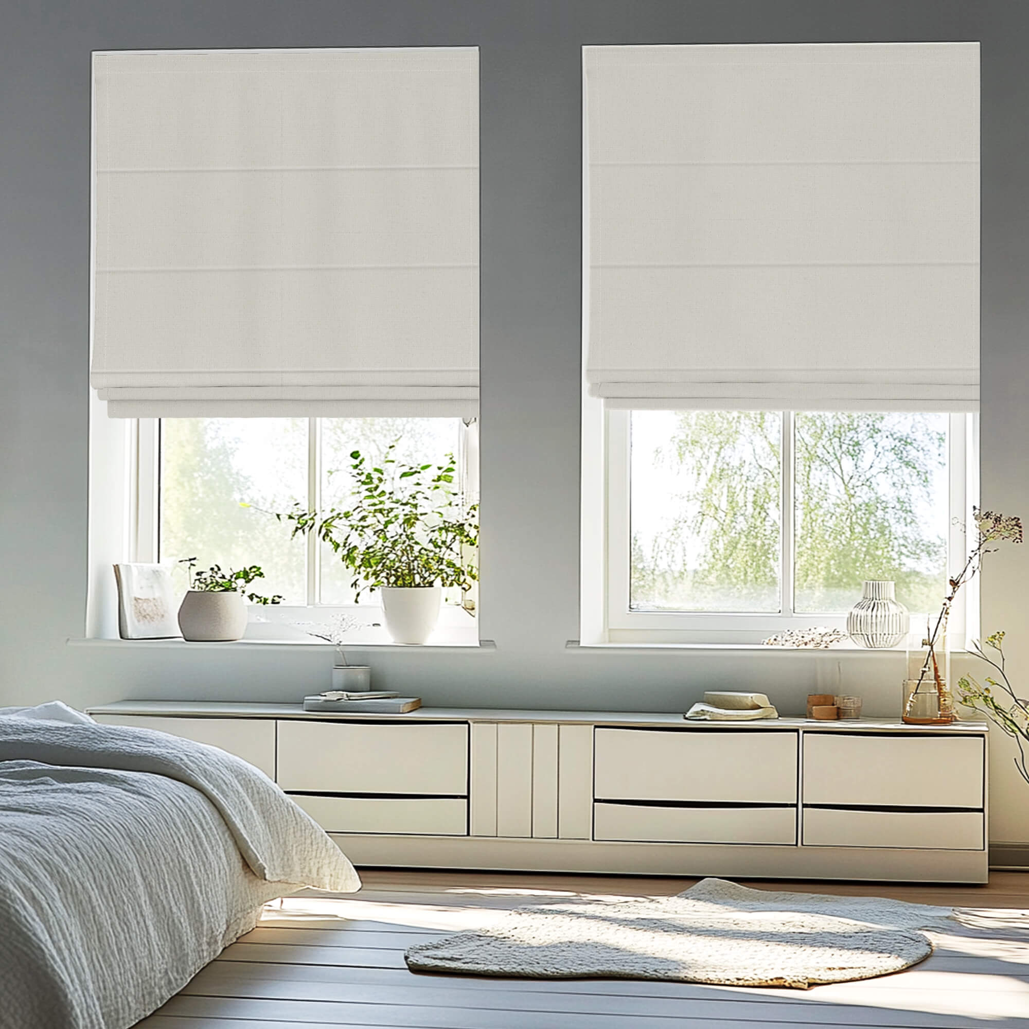 Woven Linen Roman Shades