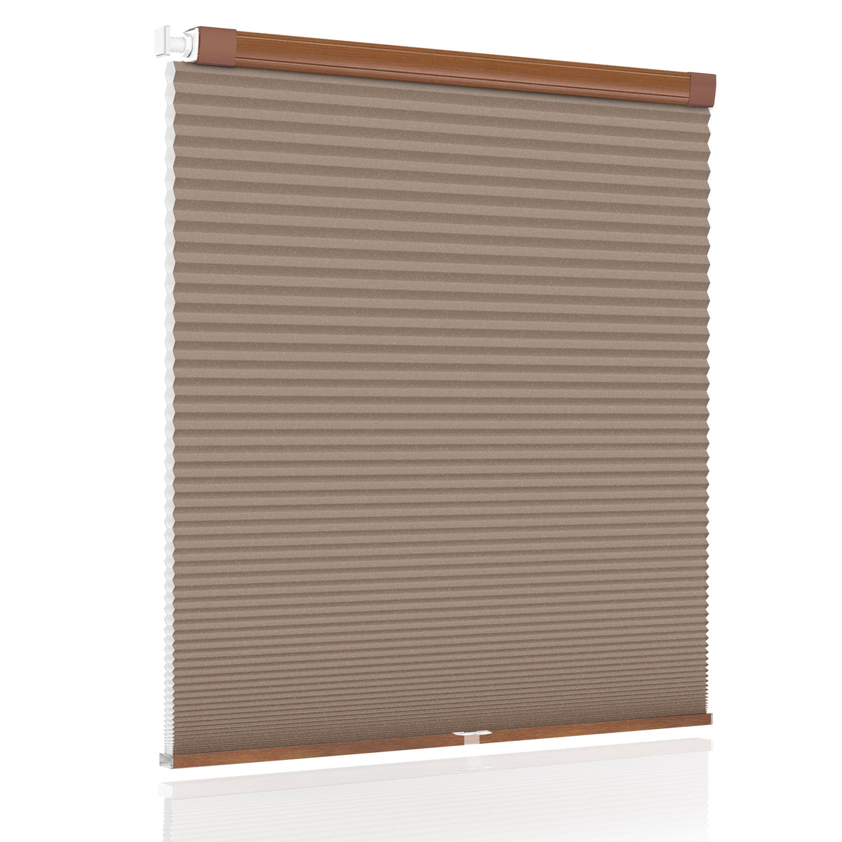 Brown no-drill cellular honeycomb shade: front product view