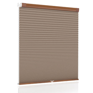 Brown no-drill cellular honeycomb shade: front product view