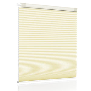 Yellow no-drill cellular honeycomb shade: front product view