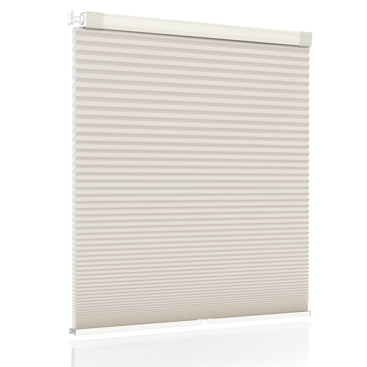 Beige no-drill cellular honeycomb shade: front product view