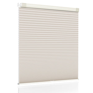 Beige no-drill cellular honeycomb shade: front product view