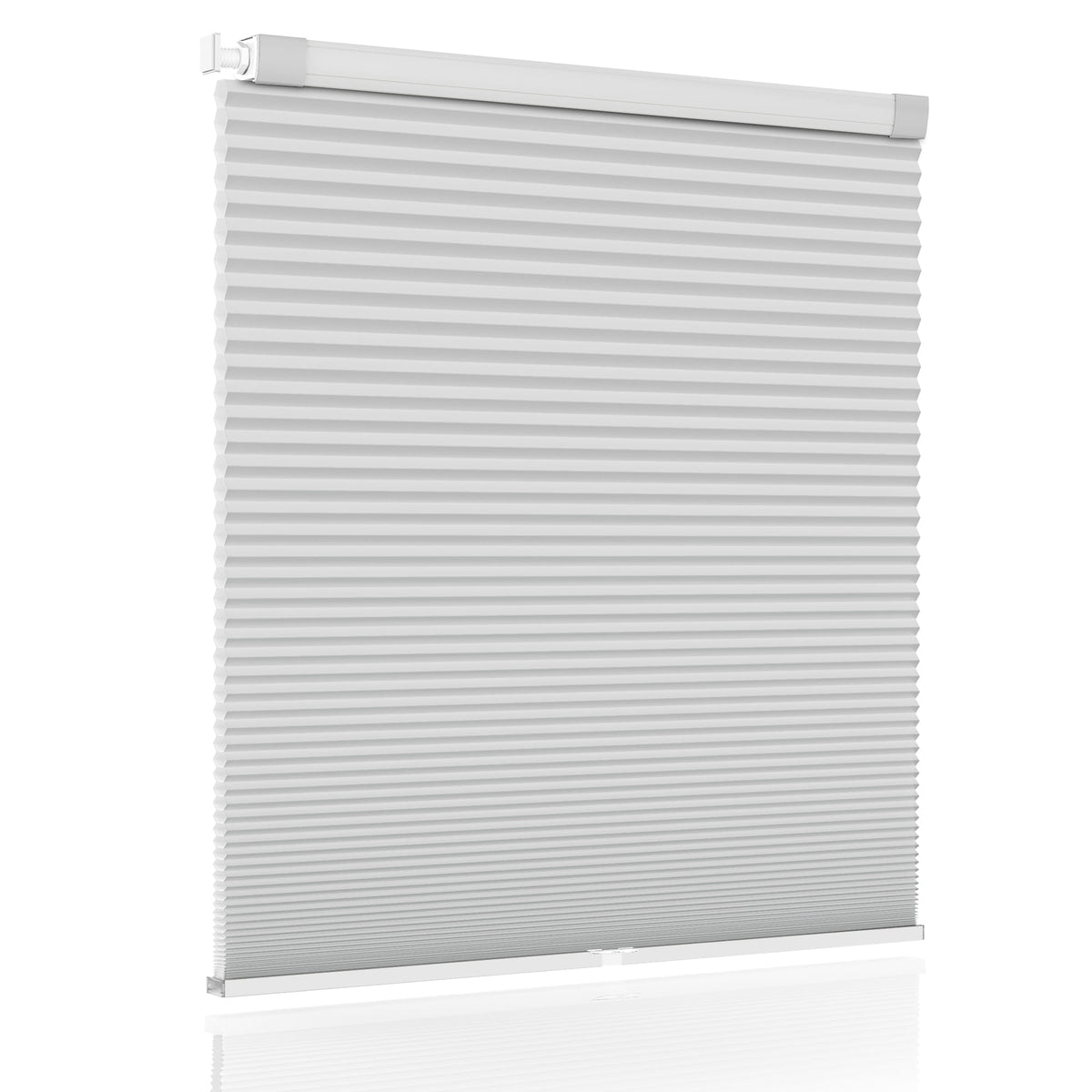 Gray no-drill cellular honeycomb shade: front product view
