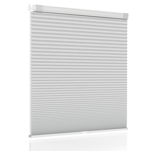Gray no-drill cellular honeycomb shade: front product view