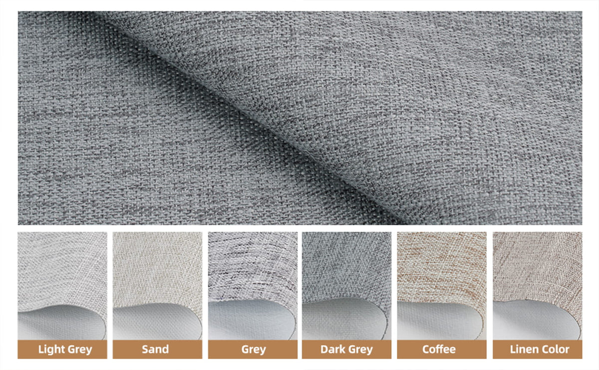 Gray Roman shade fabric texture and color samples