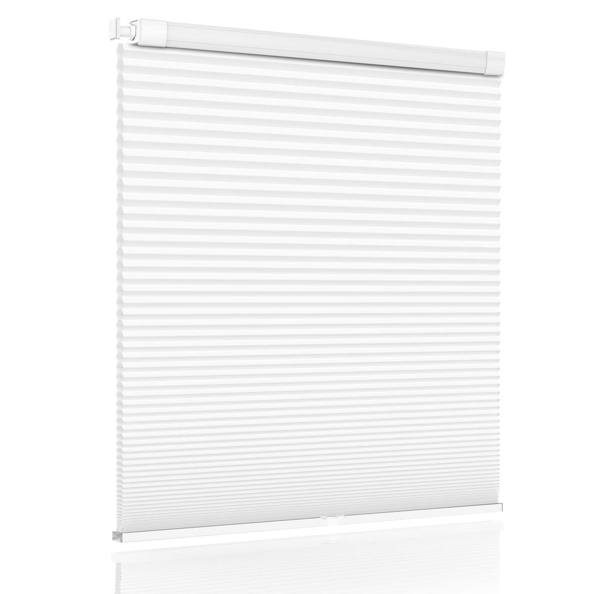 White no-drill cellular honeycomb shade: front product view