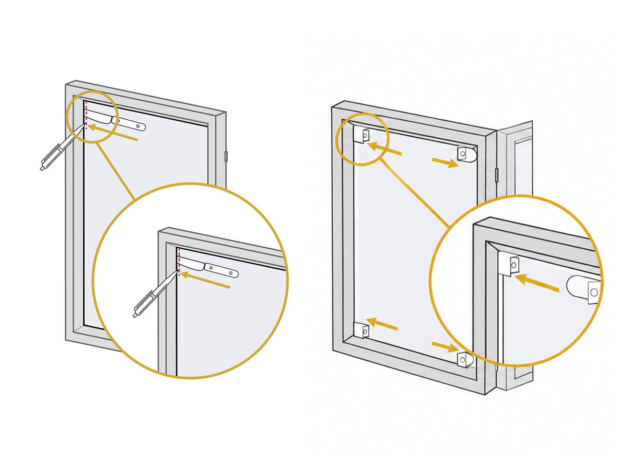 No-drill blind mounting systems for different window frames