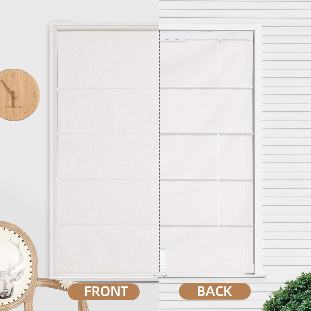 Linen Fabric Roman Shades, Cordless Custom Window Blinds