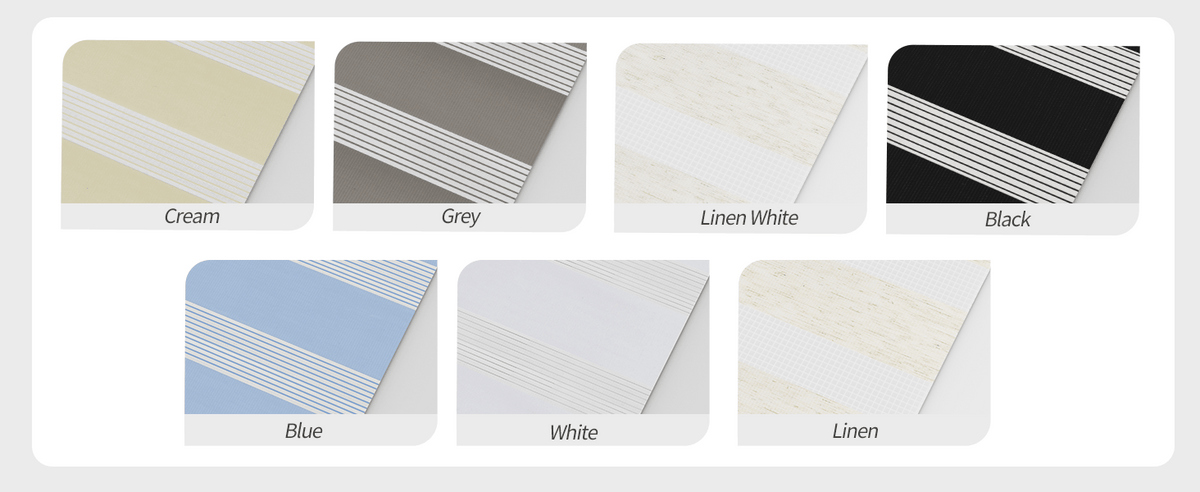 Zebra blind fabric color and stripe options