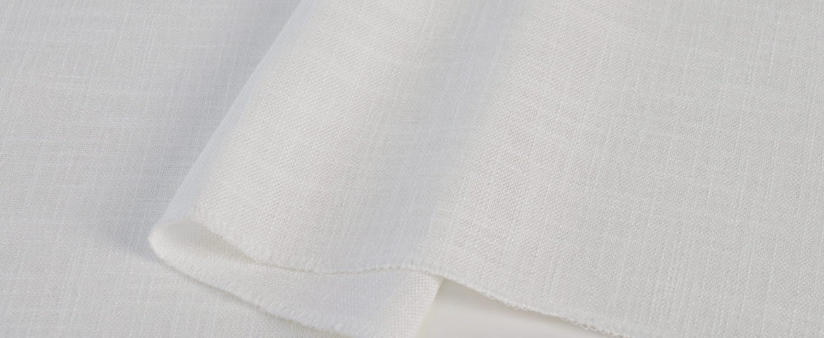 White Roman shade fabric close-up