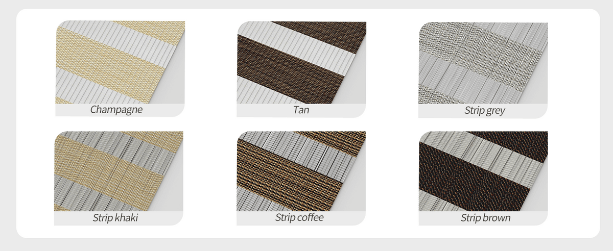 Zebra blind fabric color and stripe options