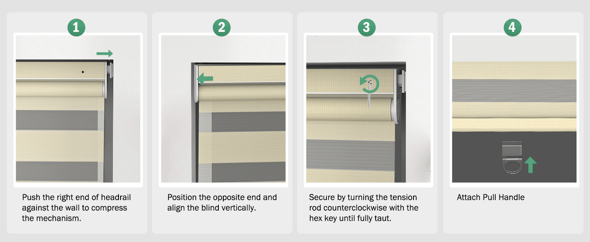 No-drill zebra blind headrail installation steps