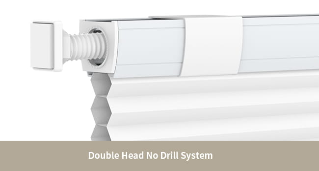 No-drill cellular shade headrail with mounting adjustment