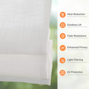 White Roman shade: fabric and construction diagram
