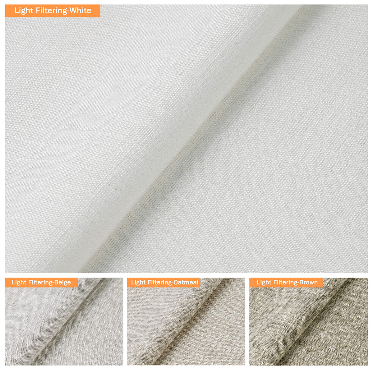 White Roman shade: fabric texture close-up